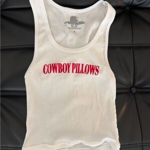 White Tank Top with Red Text
